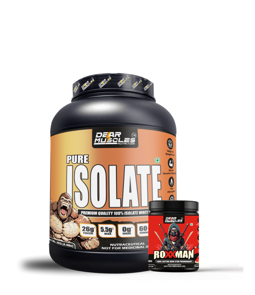 Dear Muscles Isolate Whey Protein 4.4lbs & Roxxaman Preworkout 320 Gm