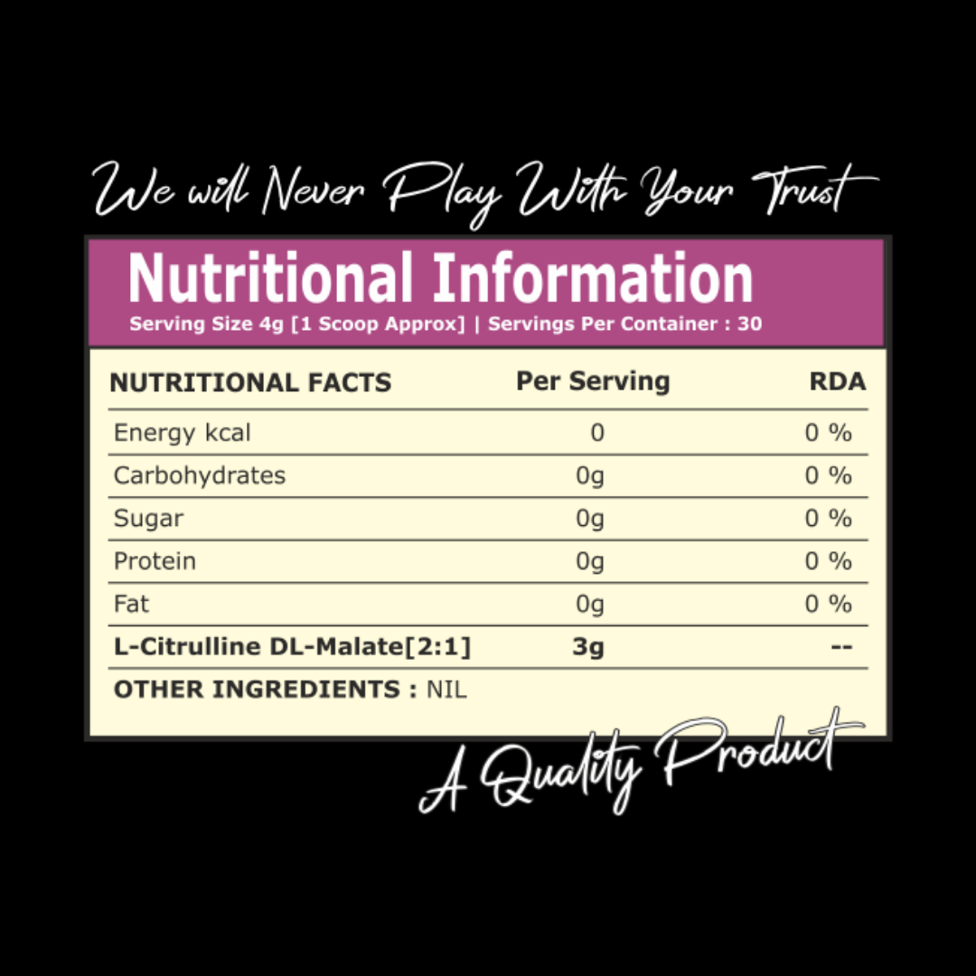 Dear Muscles Nutrition L-Citrulline Malate 4000mg 120Gm Unflavored - Image 2